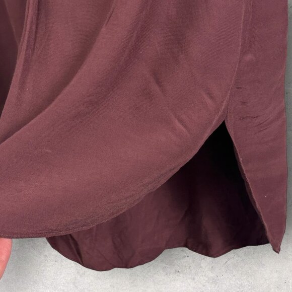 Aritzia Wilfred Burgundy Wine High Low Blouse Tunic Dress Size XS Long Sleeve - Picture 7 of 12
